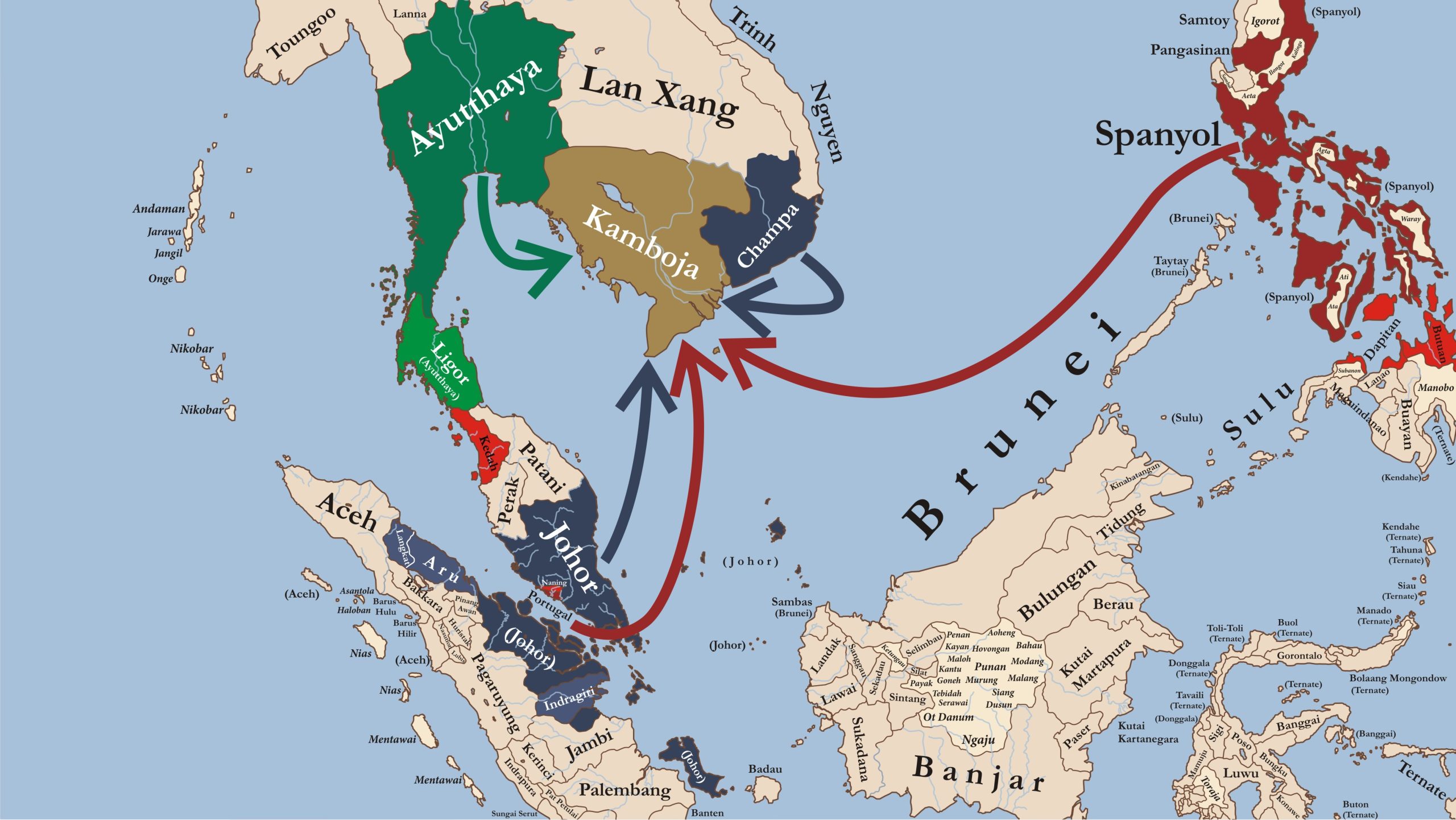 Perang Dingin Iberia-Austronesia di Kamboja 1596-1600, Sebuah Reaksi Berantai Perang Tiga Segi di Asia Tenggara Daratan